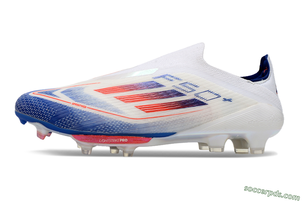 Adidas F50+ Lightstrike Pro Laceless FG Low-Tops Football Boots - Cloud White/Solar Red/Lucid Blue 2