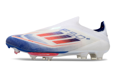 Adidas F50+ Lightstrike Pro Laceless FG Low-Tops Football Boots - Cloud White/Solar Red/Lucid Blue