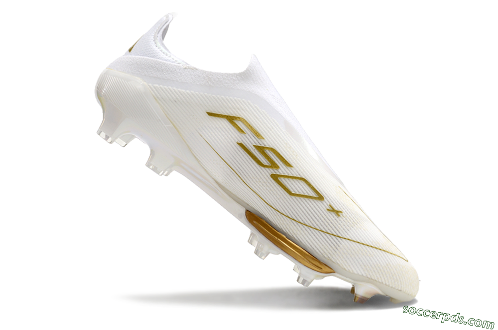 Adidas F50+ Lightstrike Pro Laceless FG Low-Tops Football Boots - Cloud White/Gold Metallic/Cloud White 3