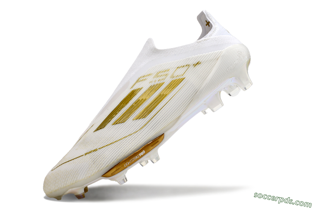 Adidas F50+ Lightstrike Pro Laceless FG Low-Tops Football Boots - Cloud White/Gold Metallic/Cloud White 4
