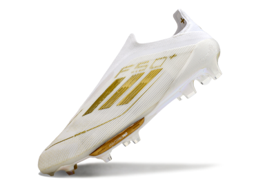 Adidas F50+ Lightstrike Pro Laceless FG Low-Tops Football Boots - Cloud White/Gold Metallic/Cloud White