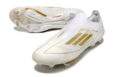 Adidas F50+ Lightstrike Pro Laceless FG Low-Tops Football Boots - Cloud White/Gold Metallic/Cloud White