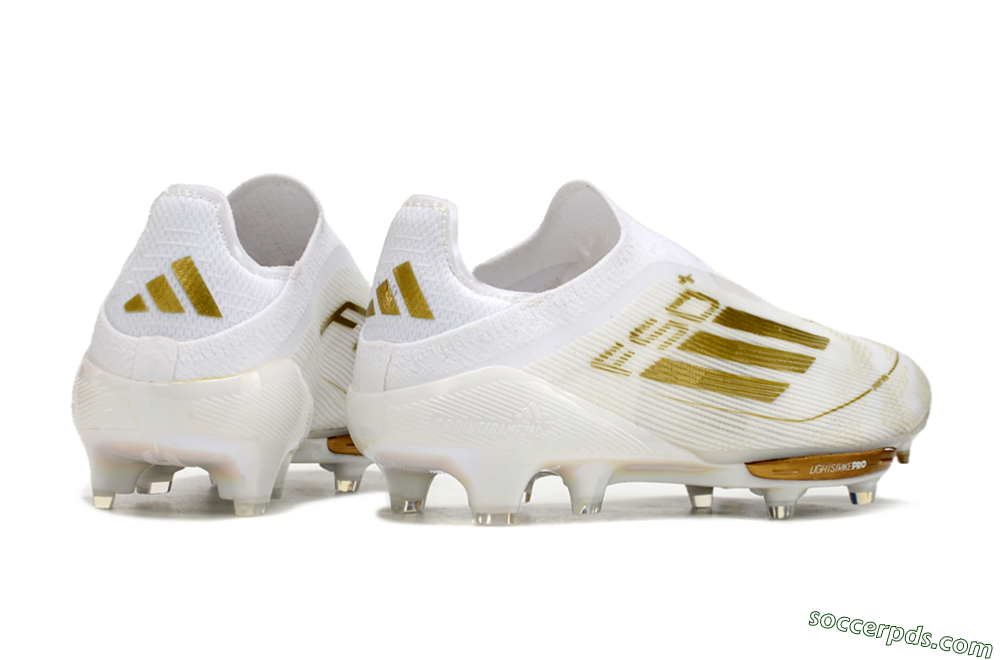 Adidas F50+ Lightstrike Pro Laceless FG Low-Tops Football Boots - Cloud White/Gold Metallic/Cloud White 5