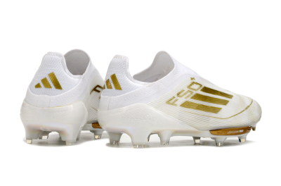 Adidas F50+ Lightstrike Pro Laceless FG Low-Tops Football Boots - Cloud White/Gold Metallic/Cloud White