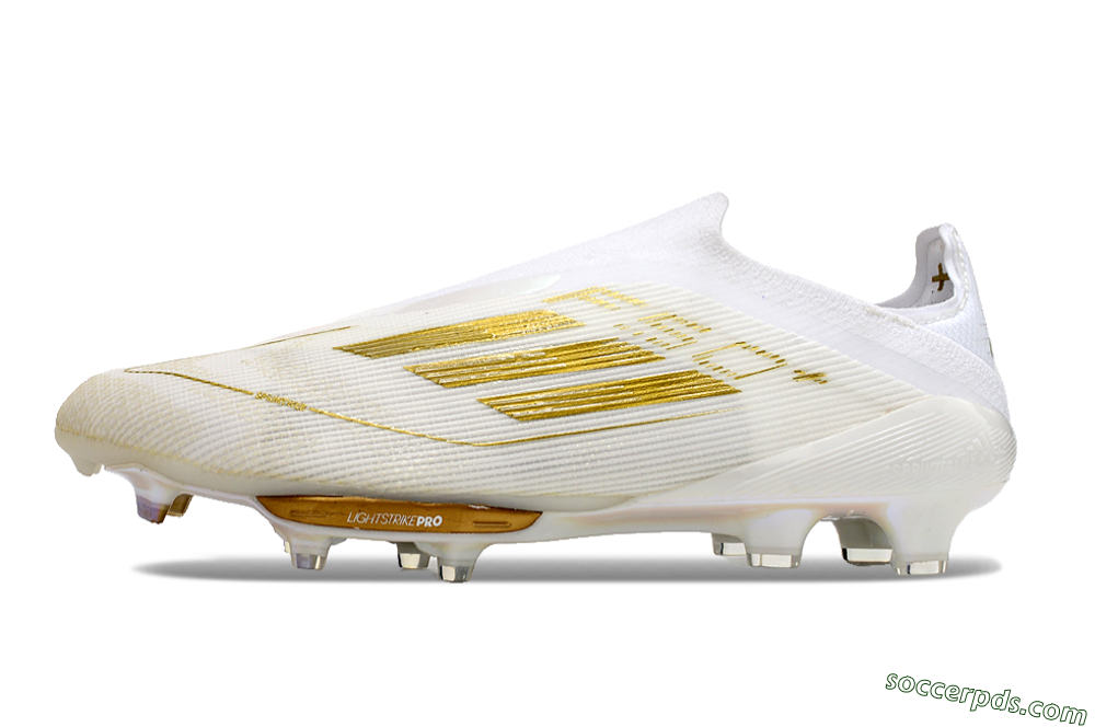 Adidas F50+ Lightstrike Pro Laceless FG Low-Tops Football Boots - Cloud White/Gold Metallic/Cloud White 1