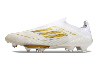 Adidas F50+ Lightstrike Pro Laceless FG Low-Tops Football Boots - Cloud White/Gold Metallic/Cloud White