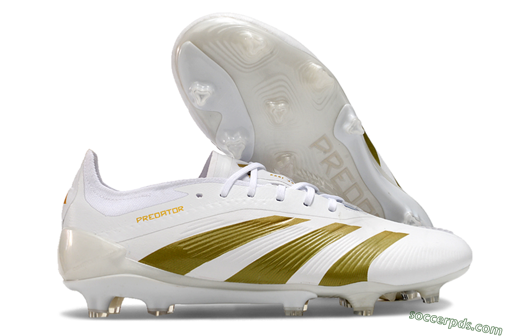 Adidas Predator Elite 24 FG Low-Tops Football Boots - Beige/White/Gold 1