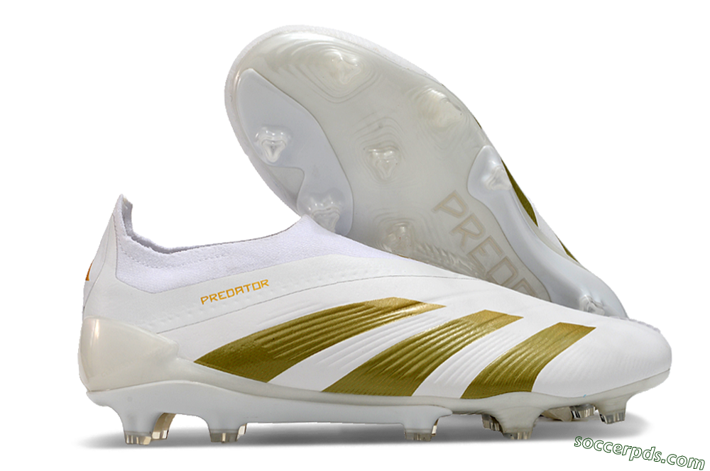 Adidas Predator Elite Laceless FG Low-Tops Football Boots - Beige/White/Gold 1