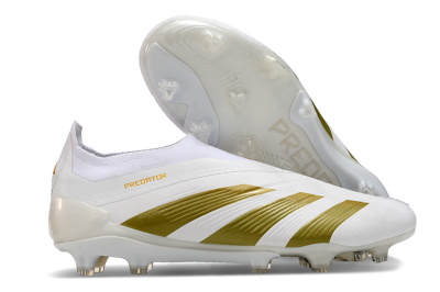 Adidas Predator Elite Laceless FG Low-Tops Football Boots - Beige/White/Gold