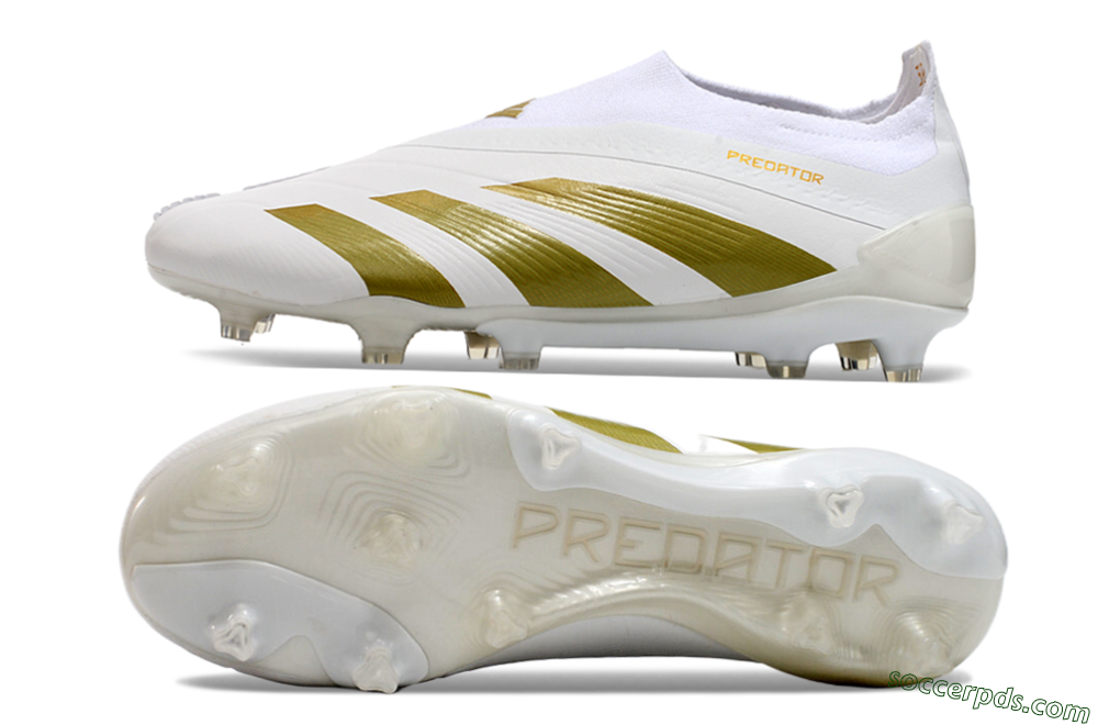 Adidas Predator Elite Laceless FG Low-Tops Football Boots - Beige/White/Gold 0