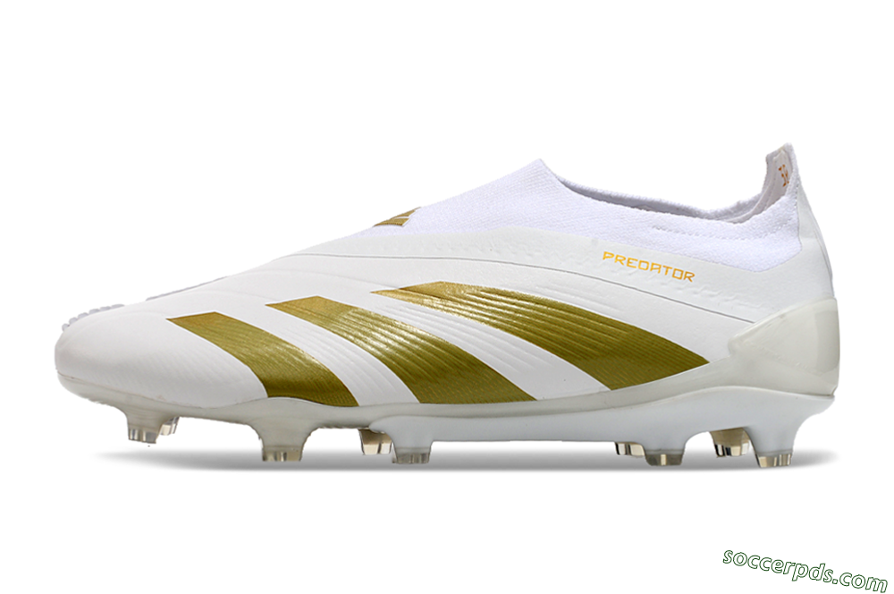 Adidas Predator Elite Laceless FG Low-Tops Football Boots - Beige/White/Gold 2