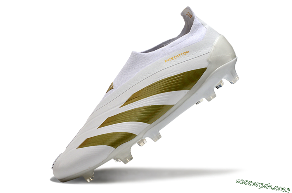 Adidas Predator Elite Laceless FG Low-Tops Football Boots - Beige/White/Gold 5