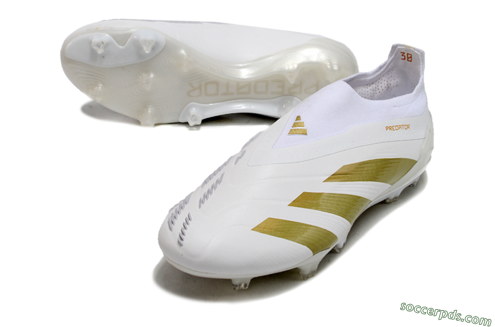 Adidas Predator Elite Laceless FG Low-Tops Football Boots - Beige/White/Gold 3