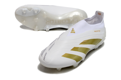 Adidas Predator Elite Laceless FG Low-Tops Football Boots - Beige/White/Gold