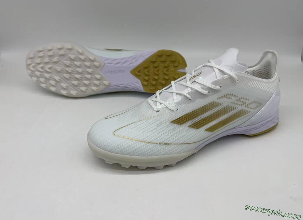 Adidas F50 Elite TF Low-Tops Football Shoes - White/Gold