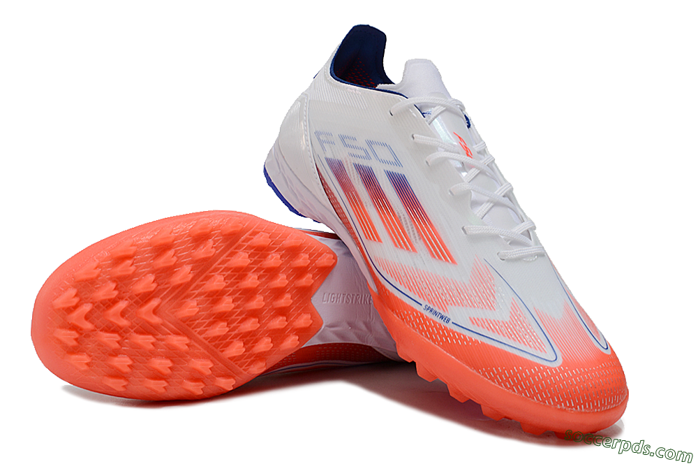 Adidas F50 Pro TF Low-Tops Football Shoes - White/Red/Blue 3