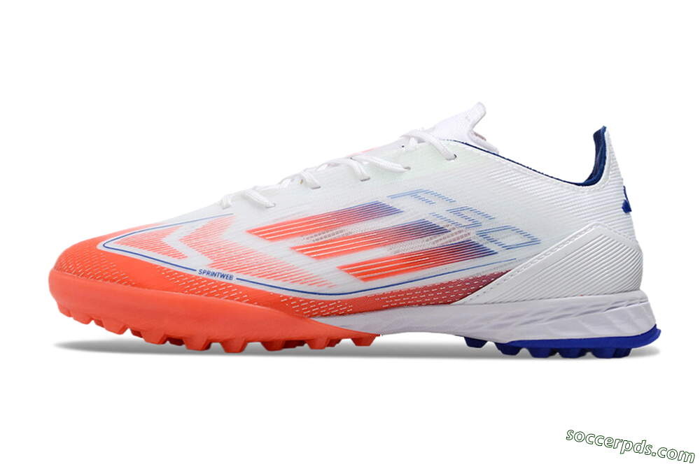 Adidas F50 Pro TF Low-Tops Football Shoes - White/Red/Blue 2