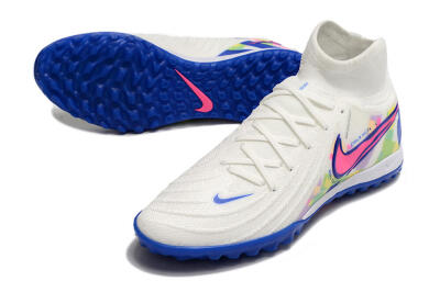 Nike Phantom Luna Elite TF High-Tops Football Shoes - White/Pink/Blue
