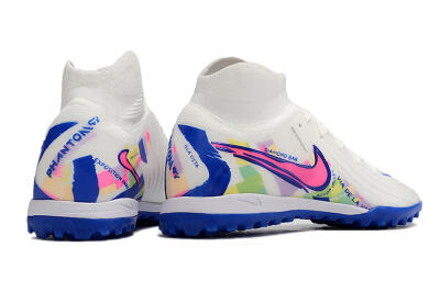 Nike Phantom Luna Elite TF High-Tops Football Shoes - White/Pink/Blue