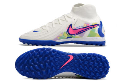 Nike Phantom Luna Elite TF High-Tops Football Shoes - White/Pink/Blue