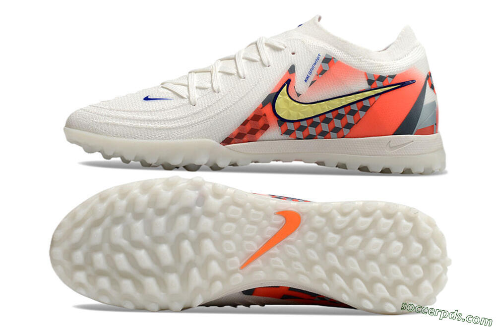 Nike Phantom GX 2 Elite TF Low-Tops Football Shoes - White/Yellow/Pink 0