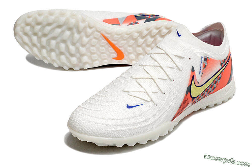 Nike Phantom GX 2 Elite TF Low-Tops Football Shoes - White/Yellow/Pink 3
