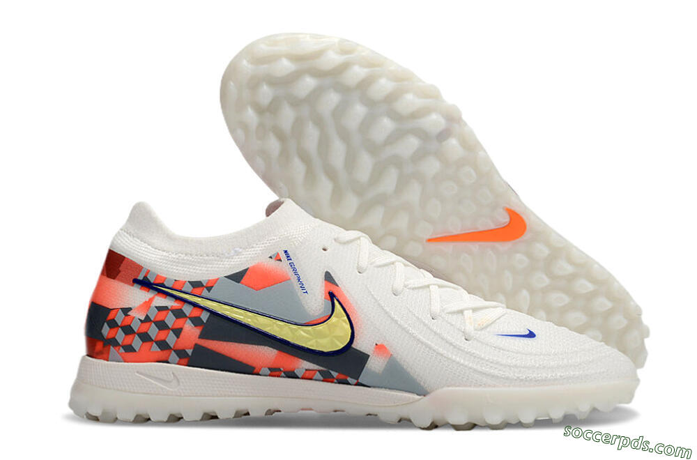 Nike Phantom GX 2 Elite TF Low-Tops Football Shoes - White/Yellow/Pink 1