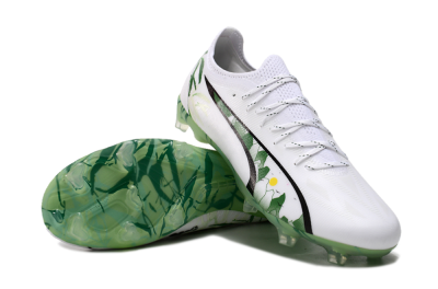Puma Ultra Ultimate FG Low-Tops Football Boots - White/Black/Green