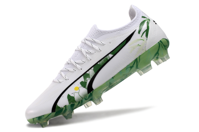 Puma Ultra Ultimate FG Low-Tops Football Boots - White/Black/Green