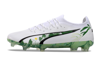 Puma Ultra Ultimate FG Low-Tops Football Boots - White/Black/Green