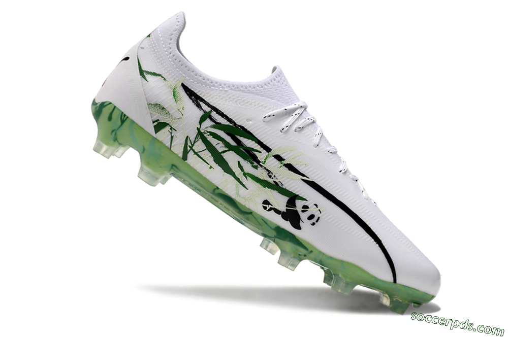 Puma Ultra Ultimate FG Low-Tops Football Boots - White/Black/Green 4