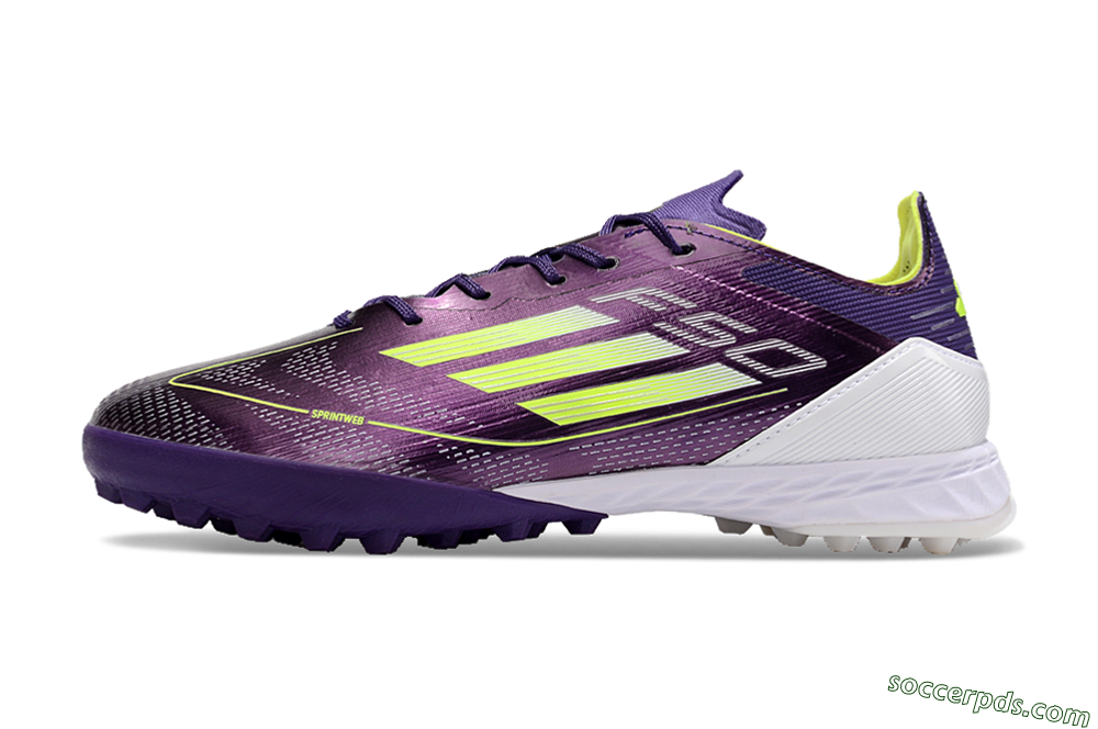 Adidas F50 Pro TF Low-Tops Football Shoes - Purple/Cloud White/Lucid Lemon 2