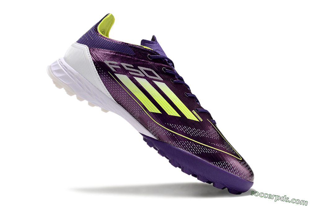 Adidas F50 Pro TF Low-Tops Football Shoes - Purple/Cloud White/Lucid Lemon 4