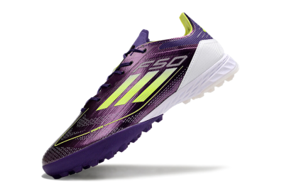 Adidas F50 Pro TF Low-Tops Football Shoes - Purple/Cloud White/Lucid Lemon