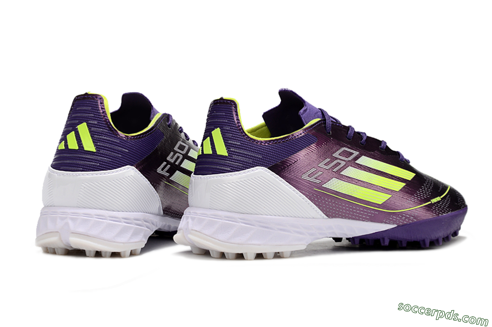 Adidas F50 Pro TF Low-Tops Football Shoes - Purple/Cloud White/Lucid Lemon 6