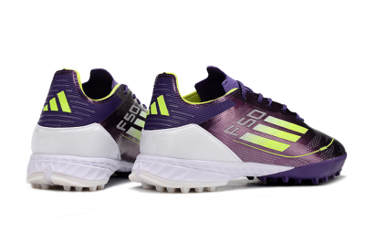 Adidas F50 Pro TF Low-Tops Football Shoes - Purple/Cloud White/Lucid Lemon