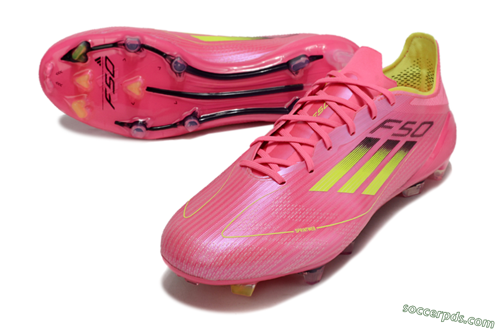 Adidas F50 Adizero FG Low-Tops Football Boots - Pink/Yellow/Black 3