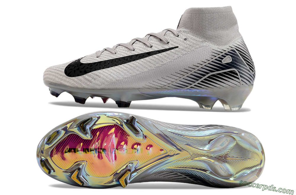 Nike Air Zoom Mercurial Superfly 10 Elite FG High-Tops Football Boots - Grey/Black/Gold 0