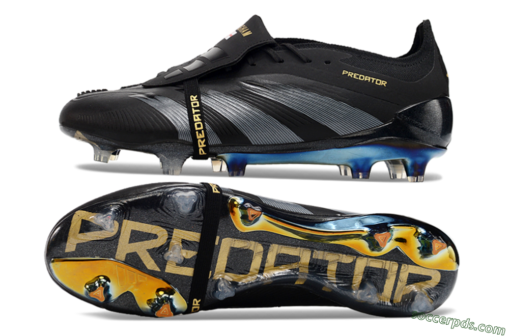 Adidas Predator Elite Foldover Tongue FG Low-Tops Football Boots - Black/Silver/Gold 0