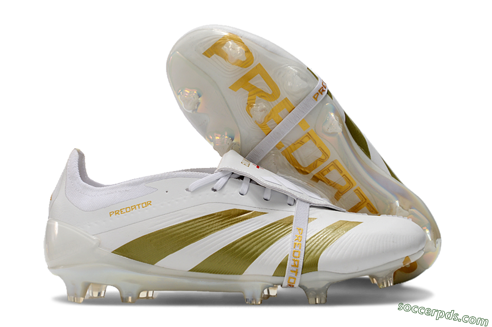 Adidas Predator Elite Foldover Tongue FG Low-Tops Football Boots - Beige/Gold/White 1
