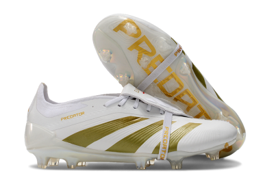 Adidas Predator Elite Foldover Tongue FG Low-Tops Football Boots - Beige/Gold/White