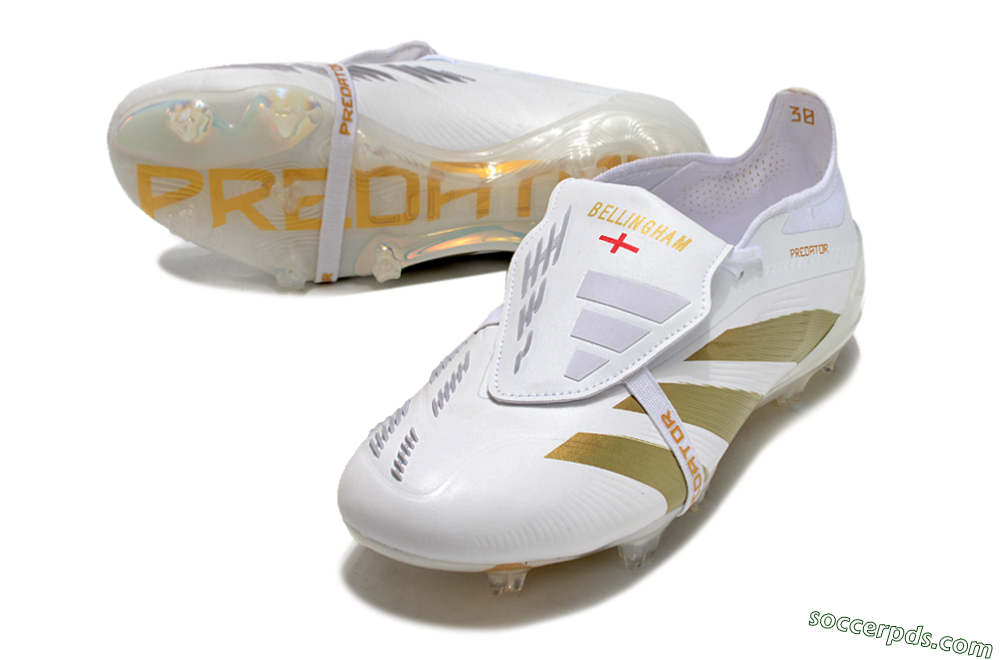 Adidas Predator Elite Foldover Tongue FG Low-Tops Football Boots - Beige/Gold/White 3