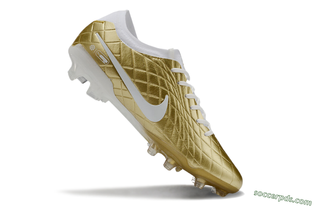 Nike Tiempo Legend 10 Elite FG Low-Tops Football Shoes - Gold/White 4