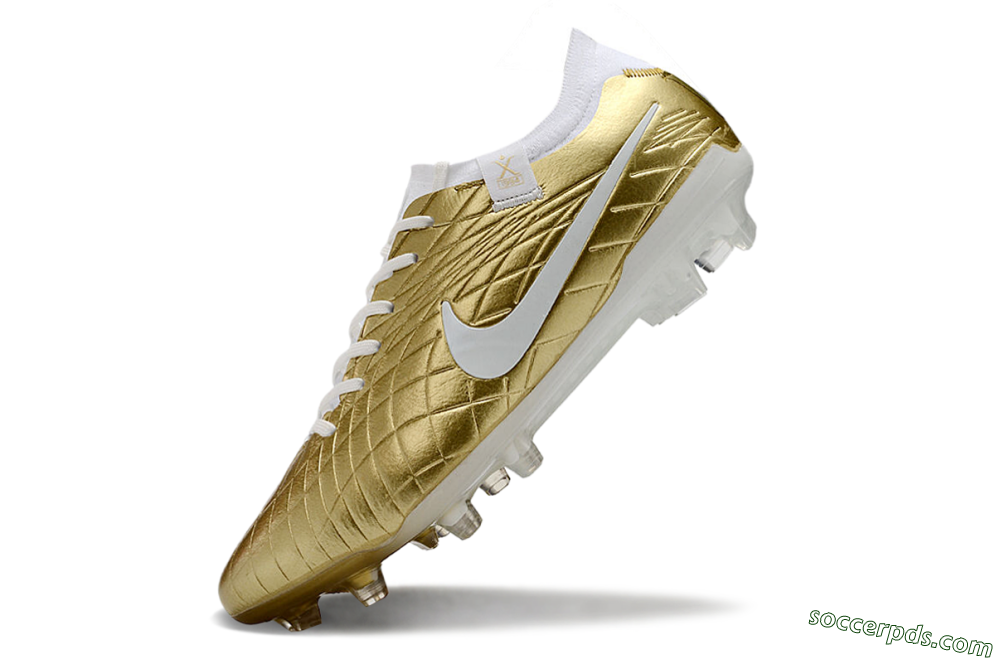 Nike Tiempo Legend 10 Elite FG Low-Tops Football Shoes - Gold/White 5