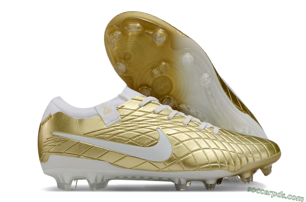Nike Tiempo Legend 10 Elite FG Low-Tops Football Shoes - Gold/White 1