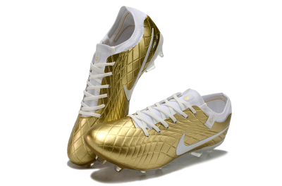 Nike Tiempo Legend 10 Elite FG Low-Tops Football Shoes - Gold/White