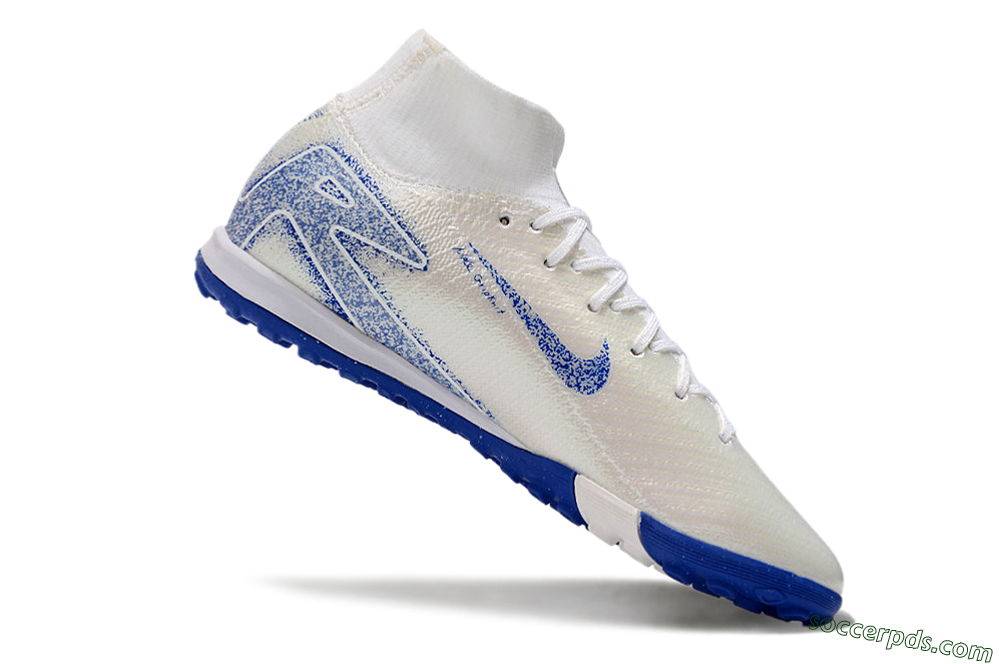 Nike Air Zoom Mercurial Superfly 10 Elite TF High-Tops Football Shoes - Beige/Blue 4