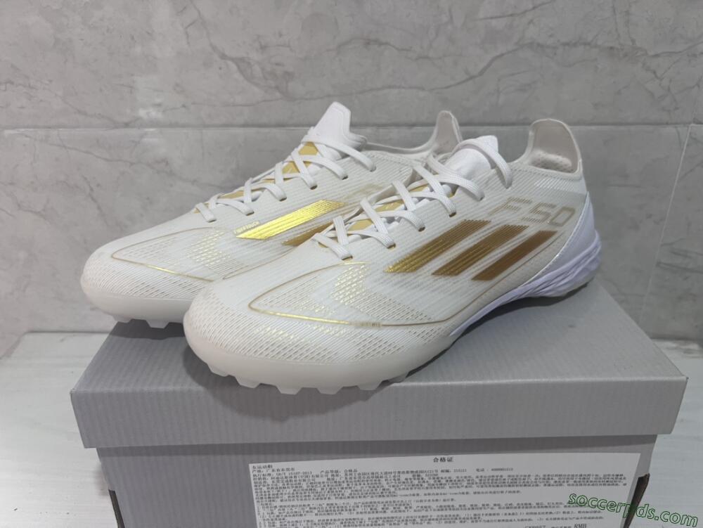 Adidas F50 Pro TF Low-Tops Football Shoes - Beige/White/Gold