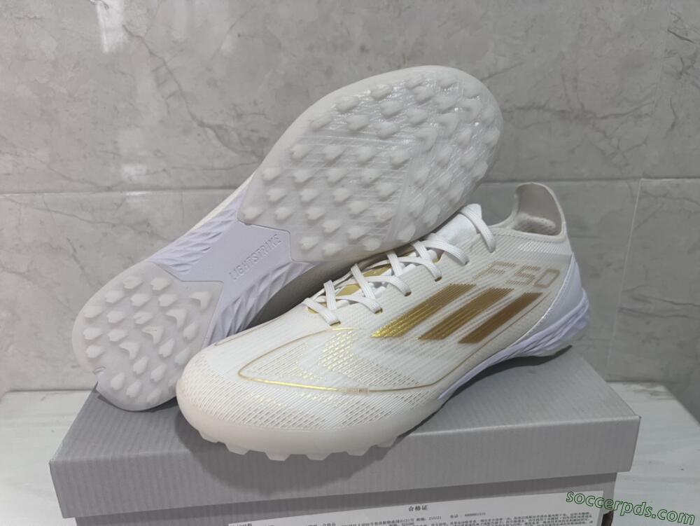 Adidas F50 Pro TF Low-Tops Football Shoes - Beige/White/Gold