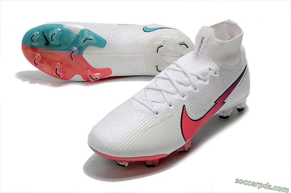 Nike Mercurial Superfly 7 Elite FG High-Tops Football Boots - White/Red/Blue 3